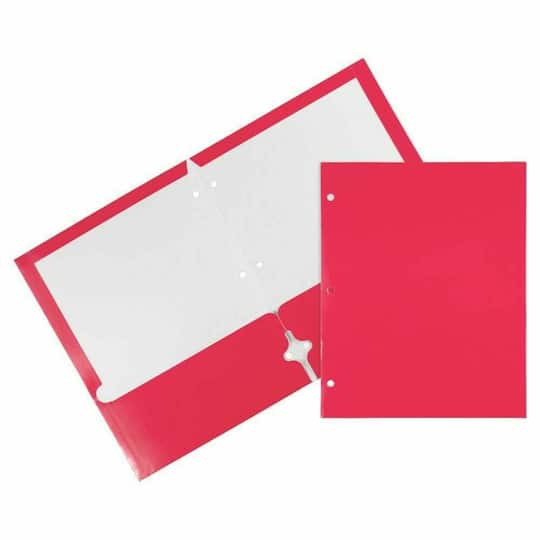 JAM Paper 9.5&#x22; x 11.5&#x22; Glossy 3-Hole Punch Folders, 12ct.
